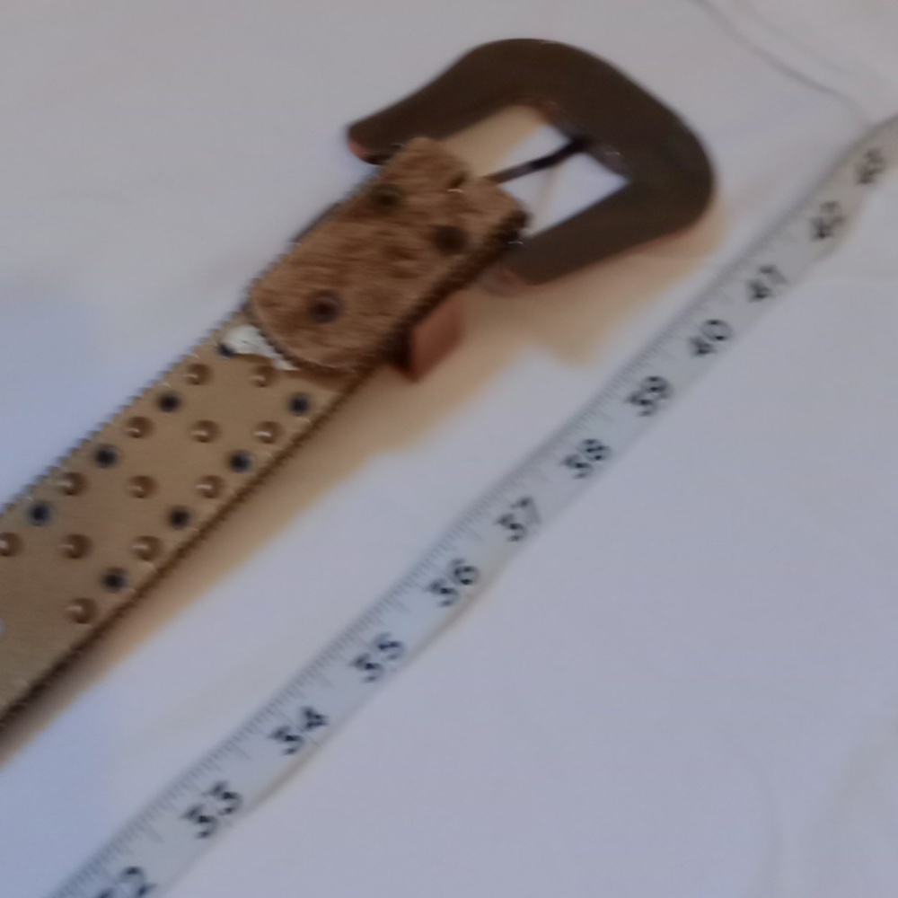 Nocona Brown Fur Belt with Rhinestone Accents - Picture 9 of 11